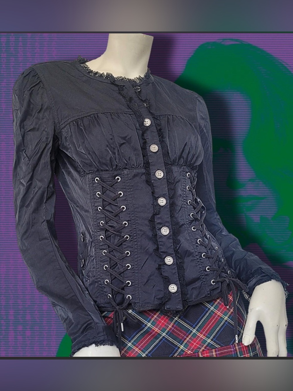 Vintage Betsey Johnson Lace Up Corset Style Top